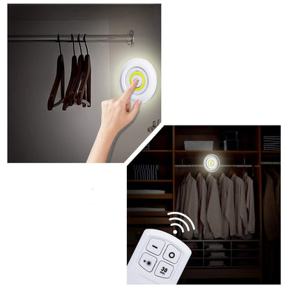 Set 3 lampi LED autoadezive cu telecomanda, reglare intensitate